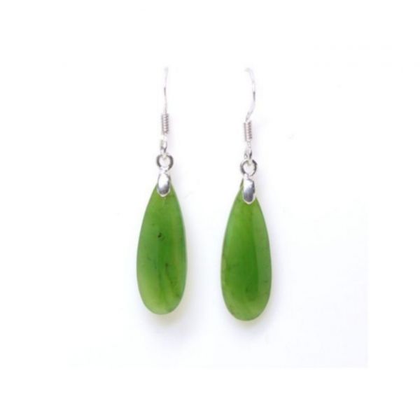 Green Jade Drop 925 Sterling Silver Hook Pendant Earrings green jade,nephrite,pendant,earrings,jewelry,gemstone,silver,drop