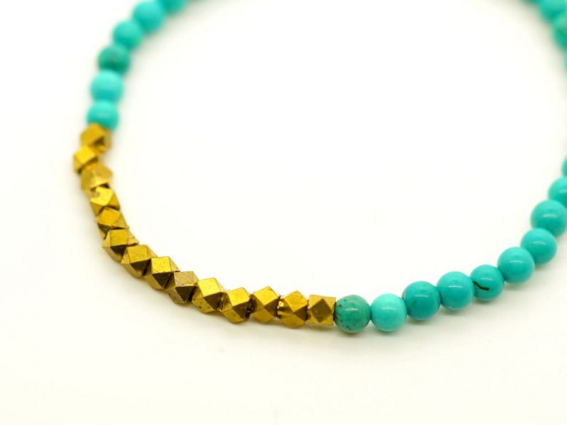Turquoise 4mm beads with Brass Bracelet  turquoise,bracelet,gemstone,jewelry