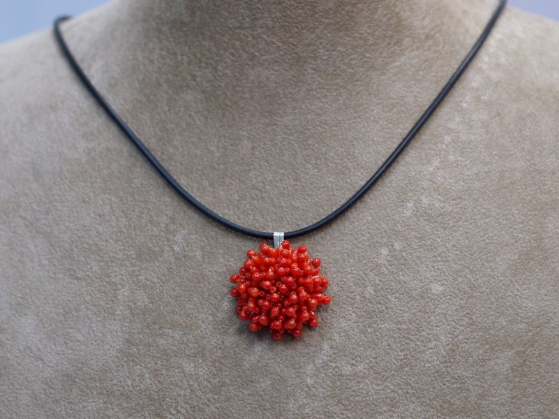 Red Coral Flower Pendant Necklace red coral,jewelry,gemstone,diamond,taipei jewelry store