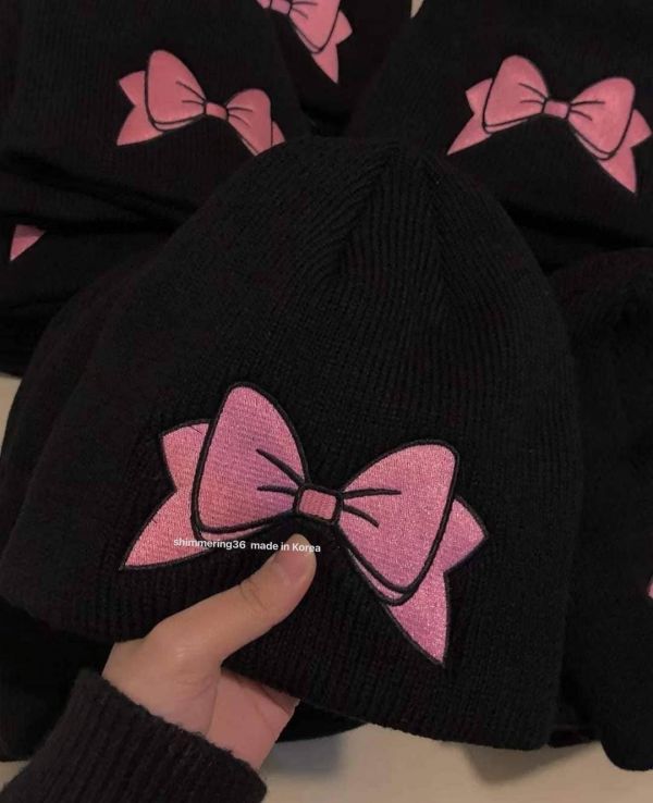 Pink蝶結毛帽 