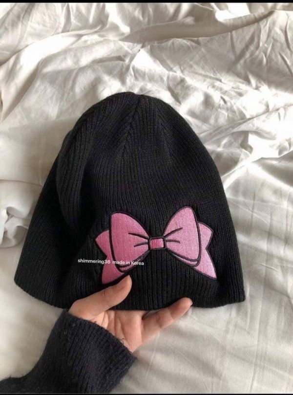 Pink蝶結毛帽 