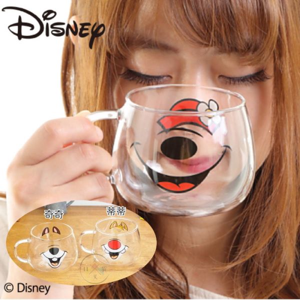 迪士尼 花栗鼠 奇奇 蒂蒂 大臉 透明玻璃杯 盒裝 2選1 