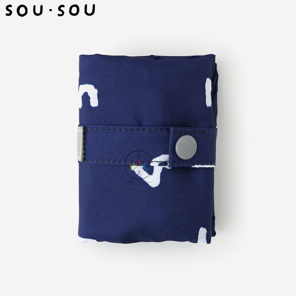 SOU·SOU 京都新和風 外帶食物 寬底手提購物袋 環保袋 十數 深藍底白色 
