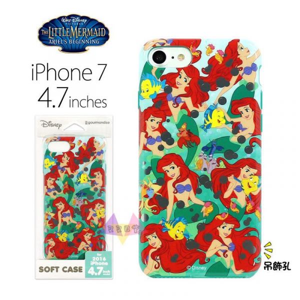 迪士尼小美人魚小比目魚泡泡燙銀iPhone 8 7  6s 4.7吋手機軟質保護殼 
