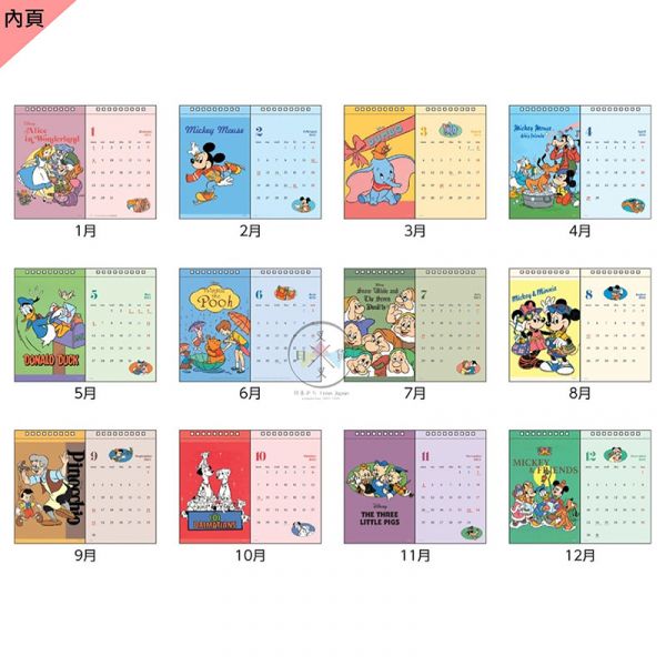 2024年 迪士尼 明信片 復古風 愛麗絲 米奇米妮 小飛象101忠狗 桌曆 月曆 日本製 