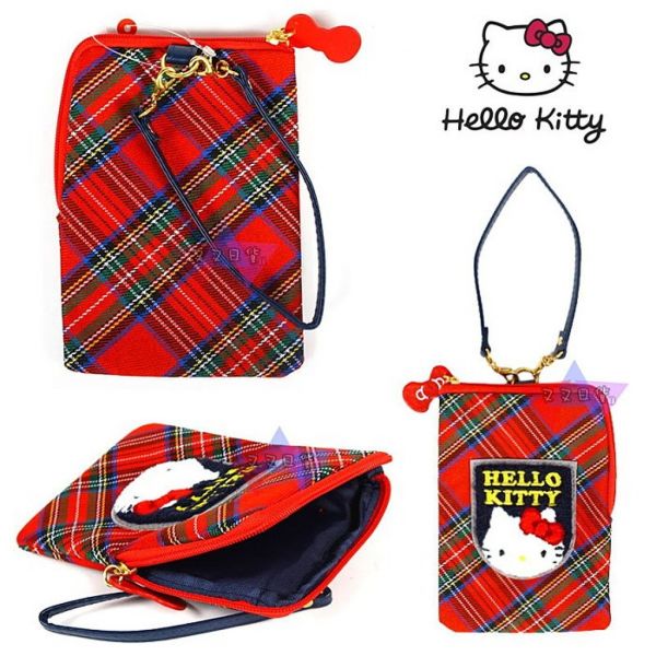 Hello Kitty凱蒂貓蘇格蘭格紋手機袋保護袋 