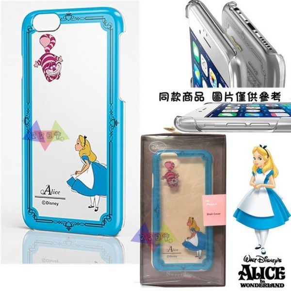 [出清] 迪士尼愛麗絲夢遊仙境藍色框與笑笑貓iphone 6 6s 4.7吋透明手機保護殼 