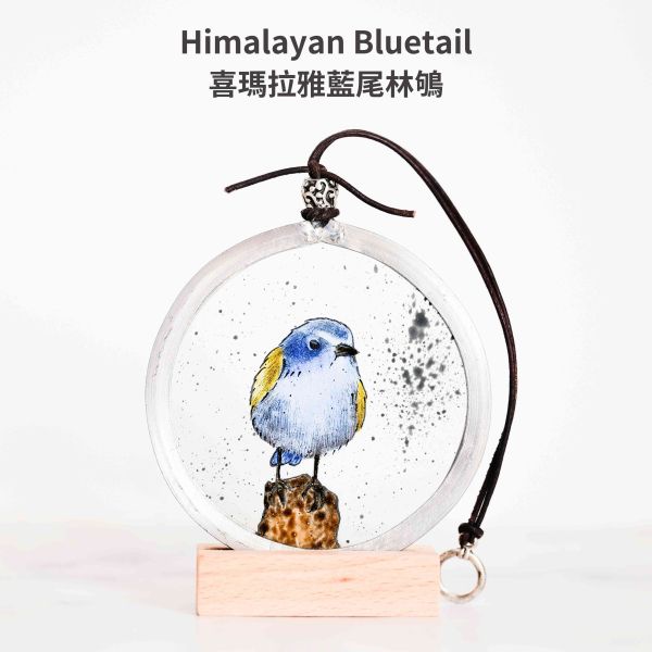 Himalayan Bluetail藍尾林鴝 | 陽光捕手 捉光擺飾,居家裝飾,窗戶掛飾,捕夢者,花藝裝飾,陽光捕手,鑲嵌玻璃,情人節禮物,北歐風,花店