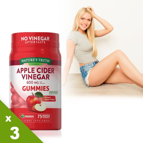 綠萃淨 美味蘋果醋軟糖x3瓶組(75粒/瓶) 蘋果醋,天然果醋,促進消化,代謝,調整體質