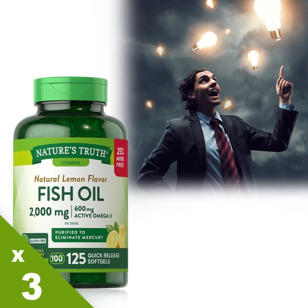 綠萃淨 TG型魚油檸檬味軟膠囊x3瓶組(125粒/瓶) 魚油,TG型魚油,Omega-3,EPA,DHA
