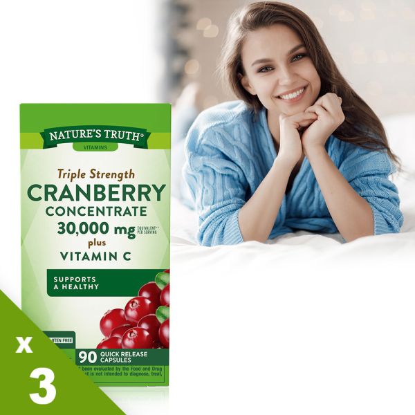 綠萃淨 50倍濃縮蔓越莓+C膠囊x3瓶組(90粒/瓶) 蔓越莓,維生素C,私密保養,抗氧化