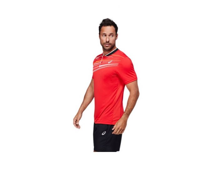ASICS 亞瑟士 網球 短袖 T恤 開襟上衣 紅色 巡迴賽選手款 短袖