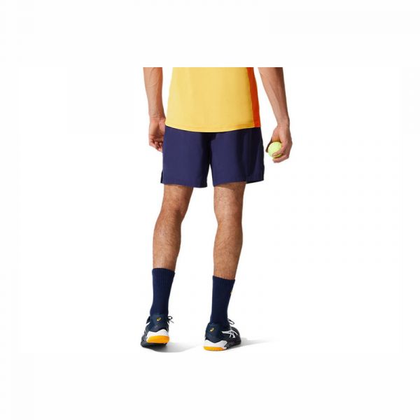 ASICS 亞瑟士 男 短褲 網球 運動 休閒 輕量 透氣 無內裡 雙側口袋 深藍 短褲