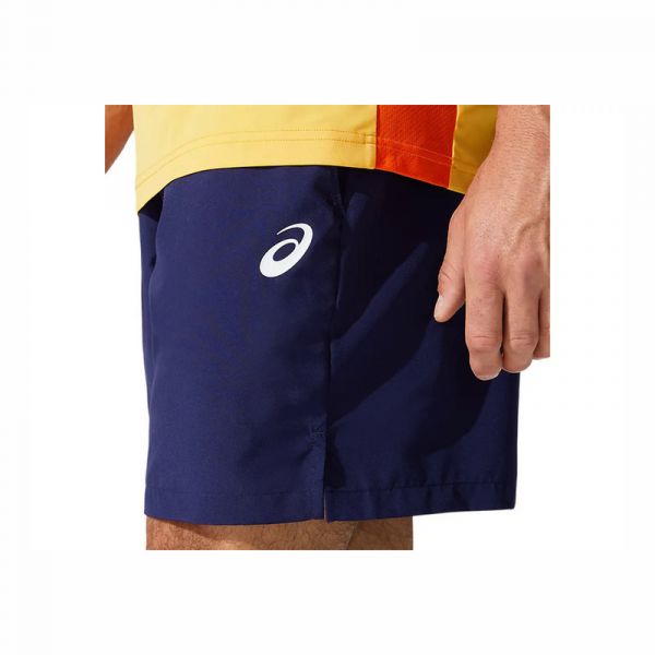 ASICS 亞瑟士 男 短褲 網球 運動 休閒 輕量 透氣 無內裡 雙側口袋 深藍 短褲