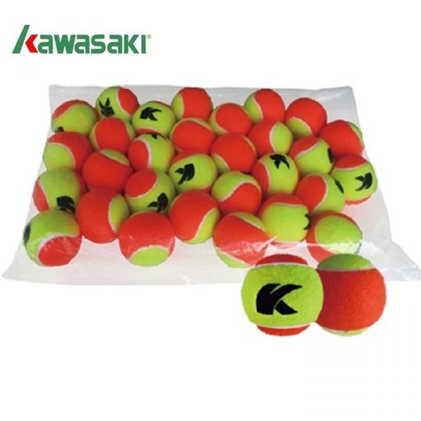 KAWASAKI 低壓雙色網球 (初學適用) 1包30顆 迷你網球.適合小朋友.初學 紅球