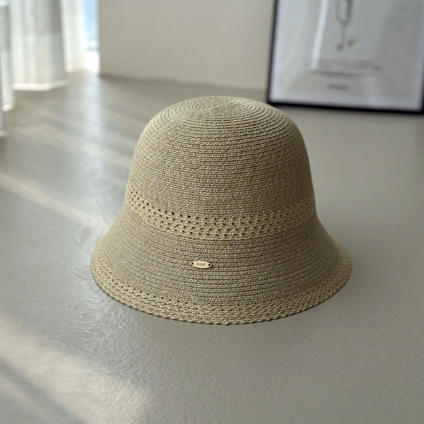 日雜感多層次拼接草編漁夫帽-白色 質感女帽,設計師女帽,法式女帽,鴨舌帽,草編帽,