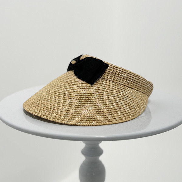 蝴蝶結髮箍式遮陽草帽-原色 質感女帽,設計師女帽,法式女帽,羊毛帽,貝蕾帽,畫家帽