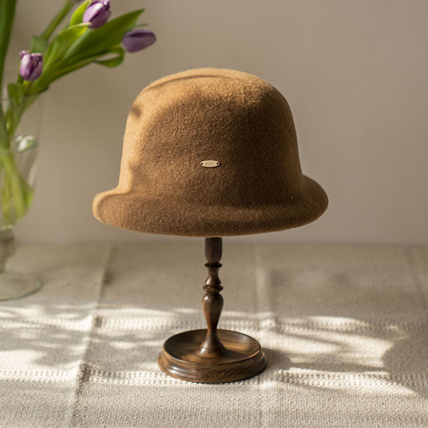 日系造型帽簷羊毛蘑菇帽-駝色 質感女帽,設計師女帽,法式女帽,羊毛帽,貝蕾帽,畫家帽