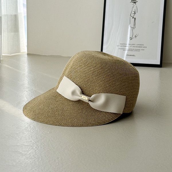側邊織帶蝴蝶結馬術草編帽-米白 質感女帽,設計師女帽,法式女帽,羊毛帽,貝蕾帽,畫家帽