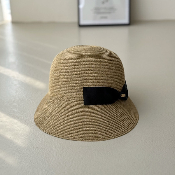 側邊織帶蝴蝶結馬術草編帽-黑色 質感女帽,設計師女帽,法式女帽,羊毛帽,貝蕾帽,畫家帽