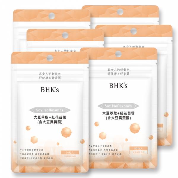 BHK's Soy Isoflavones+Red Clover Veg Capsules (30 capsules/bag) x 6 bags Recommended soy isoflavones, menopause supplmenet, hot flash, red clover, menopause insomnia, elder women supplementation