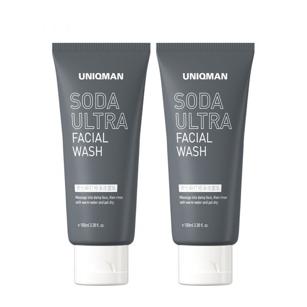 UNIQMAN Soda Ultra Facial Wash (100ml/piece) x 2 pieces 男仕洗面乳,小蘇打,活性碳,控油,保濕.淨化毛孔