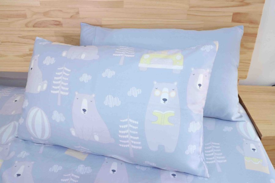(出清)熊熊生活-藍-床包兩用被 40支天絲-220織萊賽爾(適用於33公分以下床墊) 萊賽爾,天絲,寢具,床包,枕套,被套