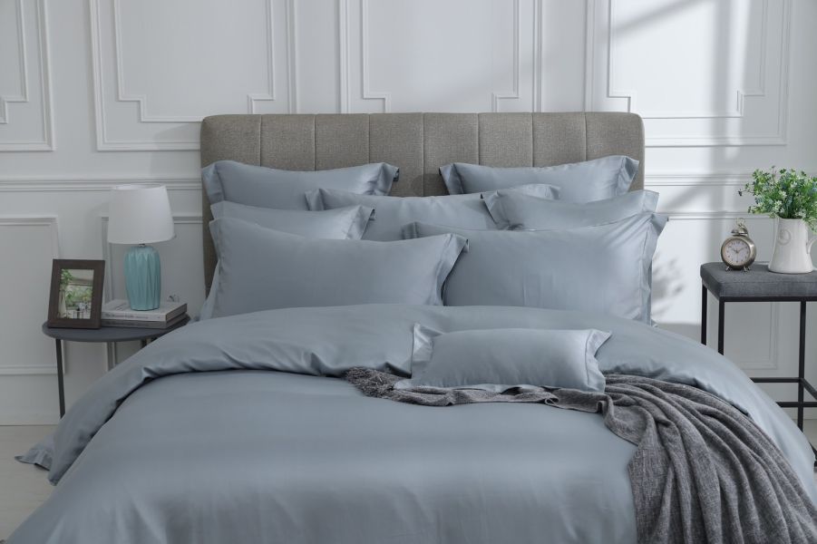 永恆-灰藍-床包兩用被 100支天絲雙股紗-500織萊賽爾(適用於33公分以下床墊) 萊賽爾,天絲,寢具,床包,枕套,被套、雙股紗、厚實