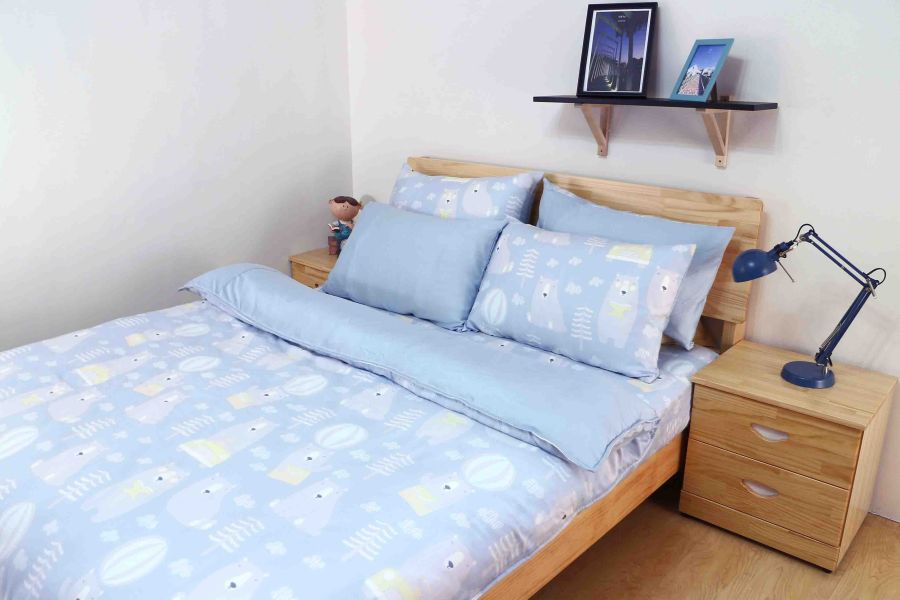 (出清)熊熊生活-藍-床包兩用被 40支天絲-220織萊賽爾(適用於33公分以下床墊) 萊賽爾,天絲,寢具,床包,枕套,被套