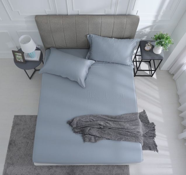 永恆-灰藍-床包兩用被 100支天絲雙股紗-500織萊賽爾(適用於33公分以下床墊) 萊賽爾,天絲,寢具,床包,枕套,被套、雙股紗、厚實