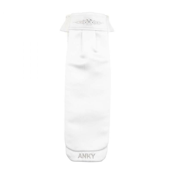 ANKY 女款比賽用白色領巾 (水晶裝飾/附水洗網袋) 