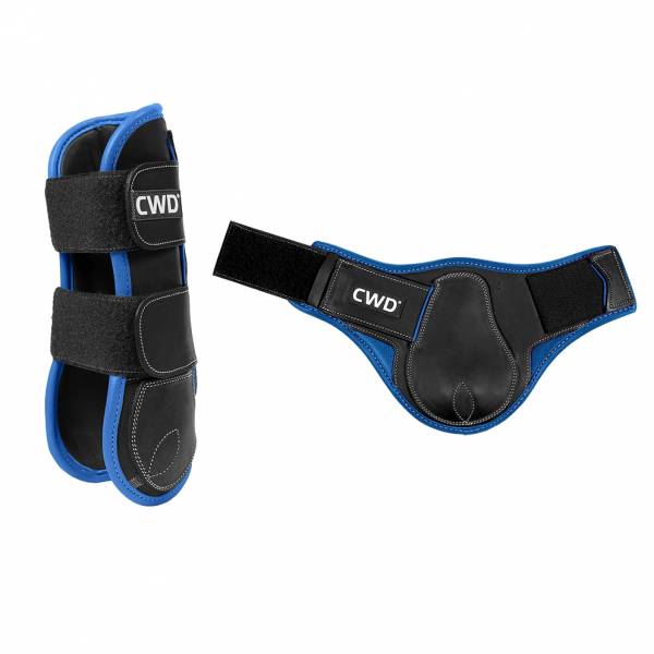 CWD 障礙護具 (皮革/黑色/藍飾條/前後腿/FULL) 