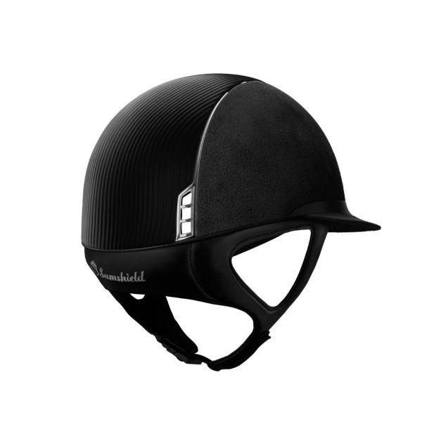 SAMSHIELD 2.0 訂製款騎士帽 (新款/大帽沿/麂皮黑盔/黑皮頂/銀黑框牌/L) 不含帽襯，需另外加購 