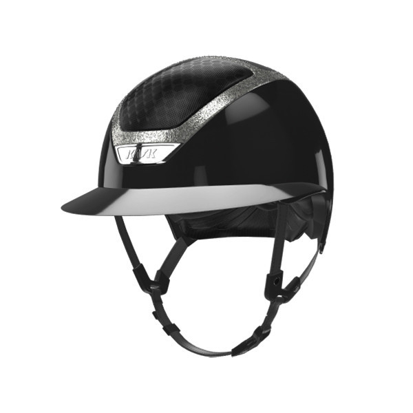 KASK 透氣騎士帽 (亮黑盔/施華洛世奇碎鑽框/大帽沿/M) 