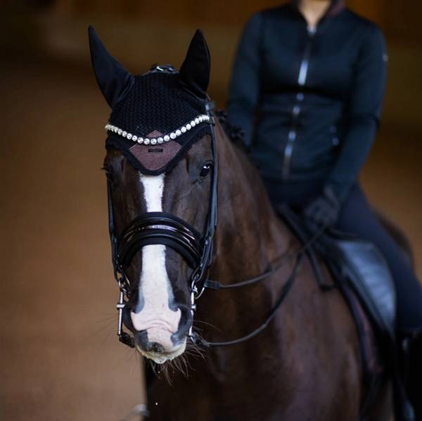 EQUESTRIAN STOCKHOLM 馬用耳罩 (黑色/紅棕金蔥/FULL) 