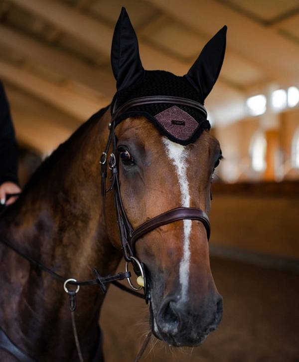 EQUESTRIAN STOCKHOLM 馬用耳罩 (黑色/紅棕金蔥/FULL) 