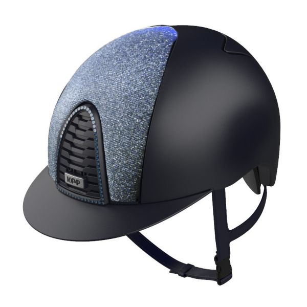 KEP 透氣騎士帽 (霧藍色/閃亮藍金蔥頂/藍色水鑽框/M) 