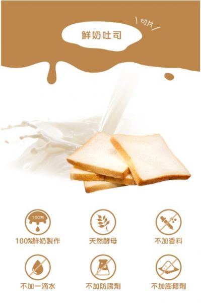 【冷凍】四方鮮奶吐司(切片6入/包)/288±15g 四方,鮮奶吐司