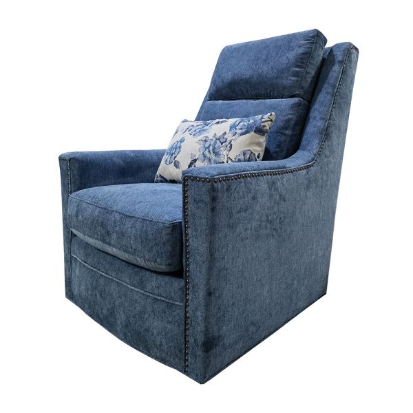 維納斯高背旋轉主人椅-藍色 Hampton Castle,漢汀堡,沙發.美式沙發,單人沙發,布沙發,主人椅,椅子