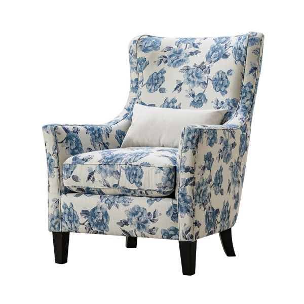 維納斯高背主人椅-藍花 Hampton Castle,漢汀堡,沙發.美式沙發,單人沙發,布沙發,主人椅,椅子