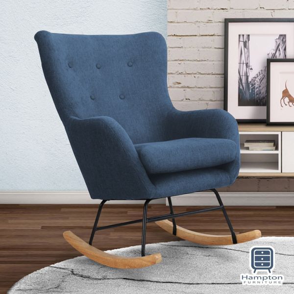 維多利亞單人搖椅-寶石藍 Hampton,漢汀堡,搖椅,單人沙發,沙發,休閒椅