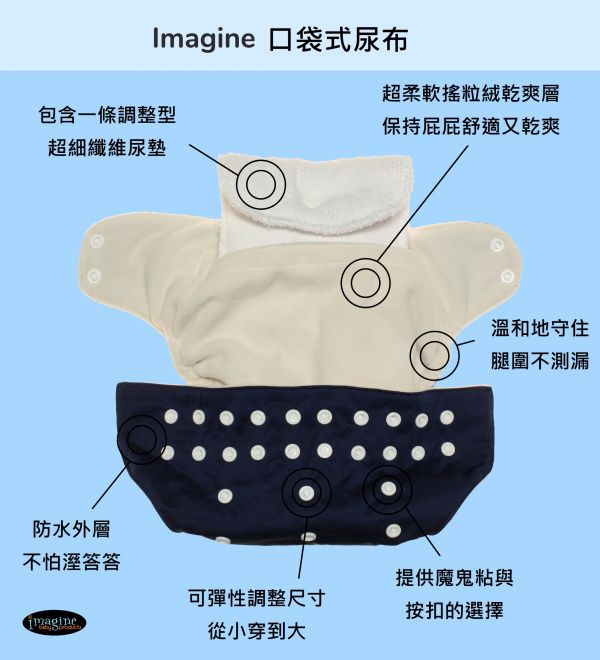 Imagine 口袋式尿布 -蝴蝶(釦) 布尿布