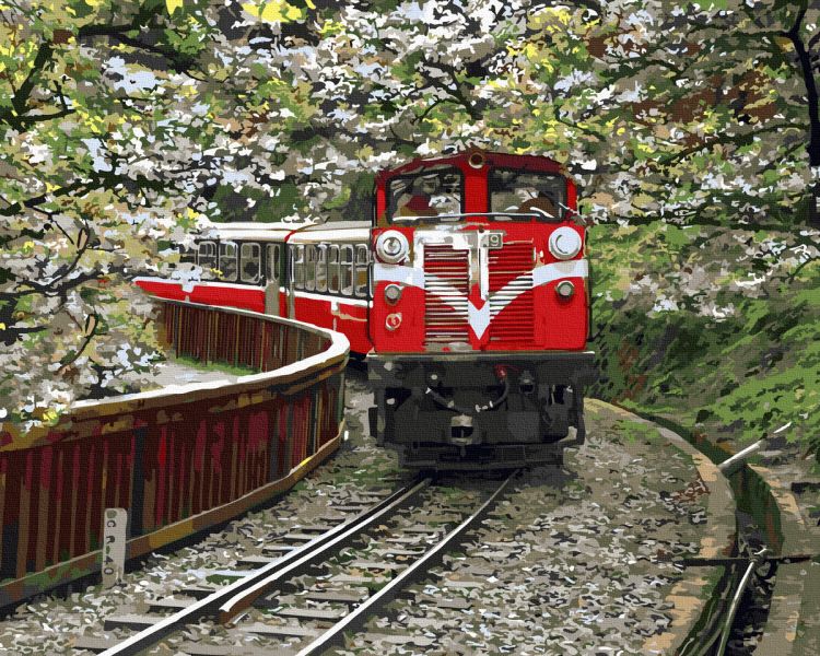 數字油畫：台灣風情誌-阿里山小火車  40x50cm∕個 