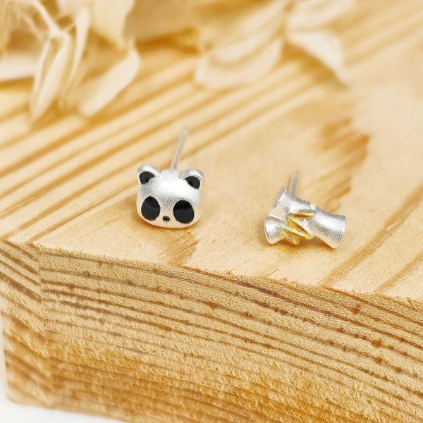 熊貓 純銀,耳環,純銀耳環,耳釘