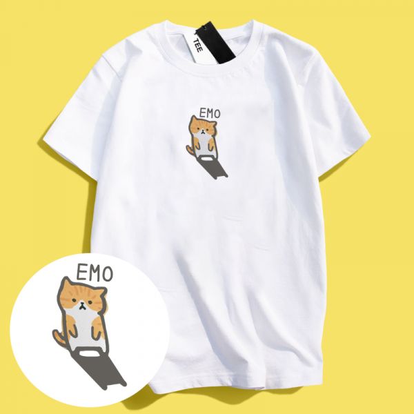 橘貓-EMO印花短袖 柴犬,貓咪,T恤,百搭,網路購物,萌經濟,可愛,卡通,狗狗,凱蒂貓