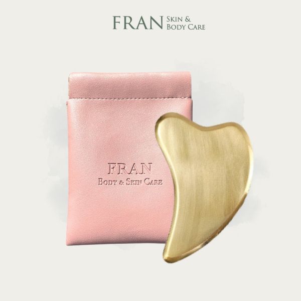 FRAN法蘭植萃 - 黃銅經絡心型刮痧板 + 品牌皮革刮痧板袋子 黃銅刮痧板,經絡刮痧板,心型刮痧板