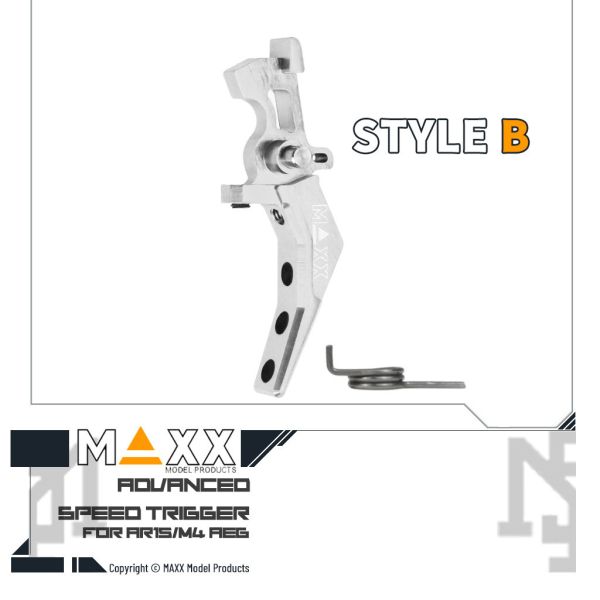 MAXX 電槍用 Style B 進階 競技級 彎扳機 (銀色) MAXX,電槍用,AEG,Style B,進階,競技級,彎扳機,銀色,MX-TRG002SBS