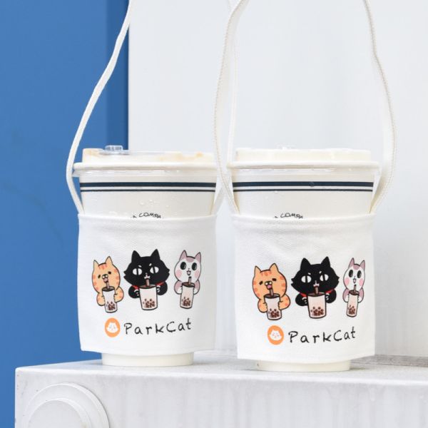 【愛喝珍奶的三隻貓】parkcat貓樂園品牌飲料 杯套 