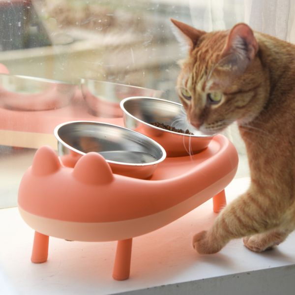 【主子的吃飯儀式感】萌貓飼料雙碗架組