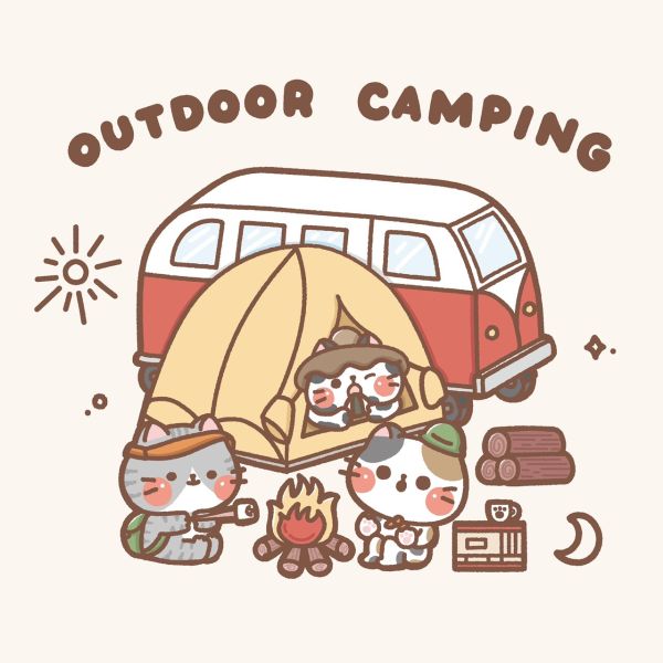 【貓感衣】喵在一起露營 | ＭＴ印花貓咪Ｔ恤（短袖）